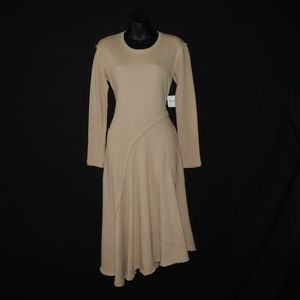 Free People Beach Tan Sweatshirt Dress Oversize Asymmetrical Neutral Dress S New